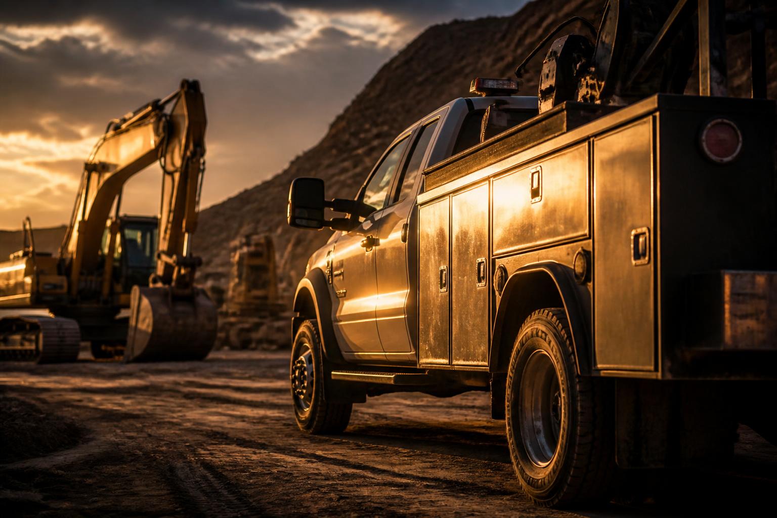 Mobile fleet service truck on an industrial jobsite